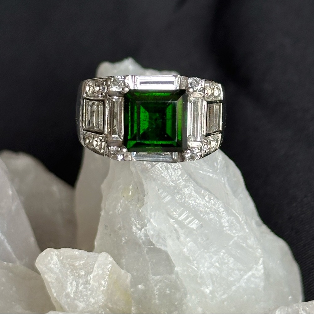 Chrome diopside & Zircon EUC ring. Genuine gemstones in 925 sterling setting